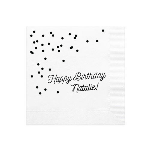 Happy Birthday Confetti Napkin, Black Foil