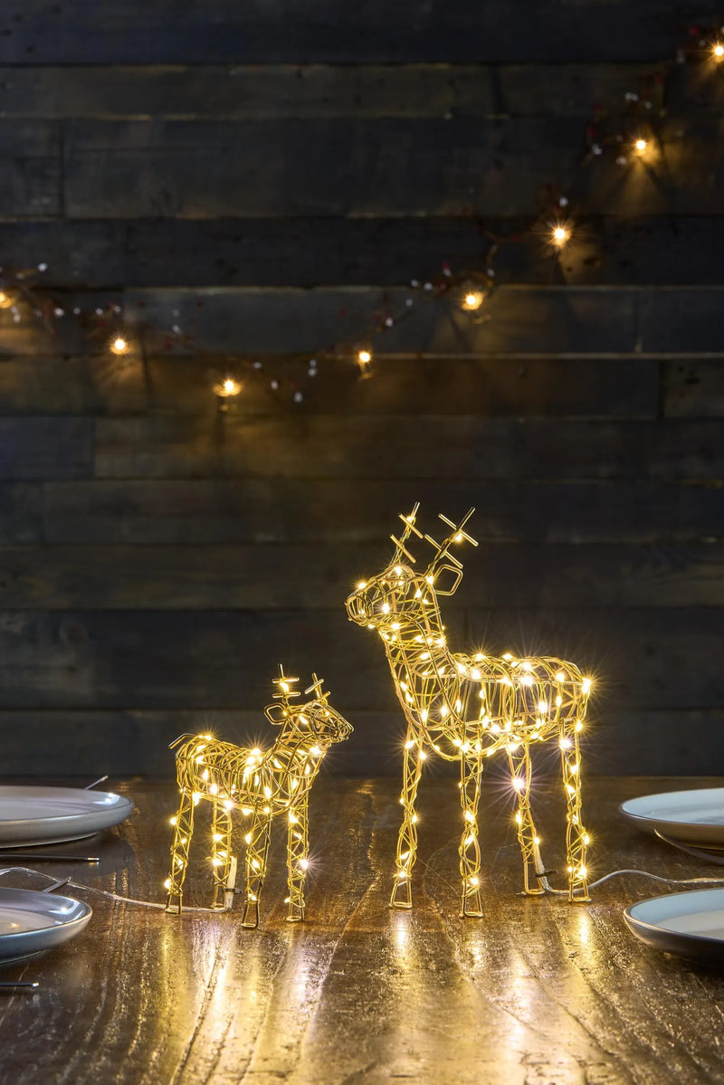 Wire Reindeer, Gold, Set of 3