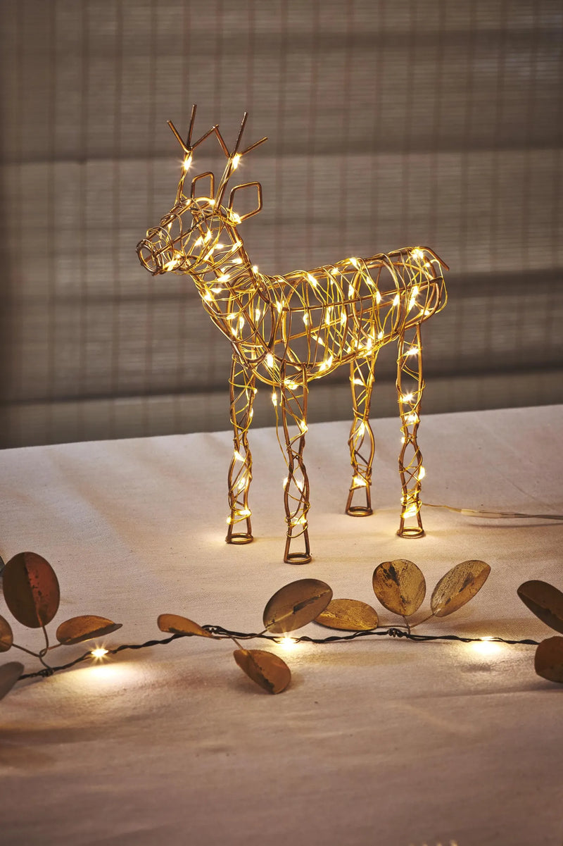 Wire Reindeer, Gold, Set of 3