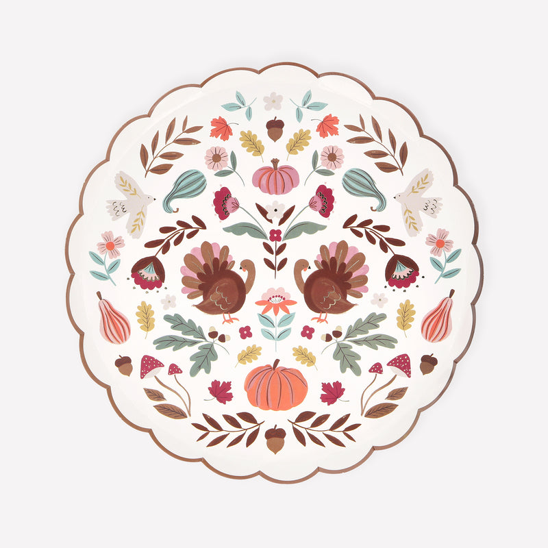 Folk Fall Side Plates, Pack of 8