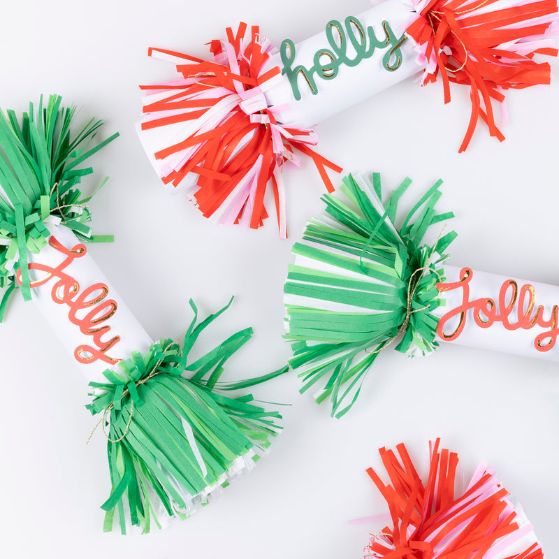 Jolly Holly Fringe Crackers, Pack of 6