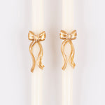 Gold Stripy Bow Table Candles, Pack of 2