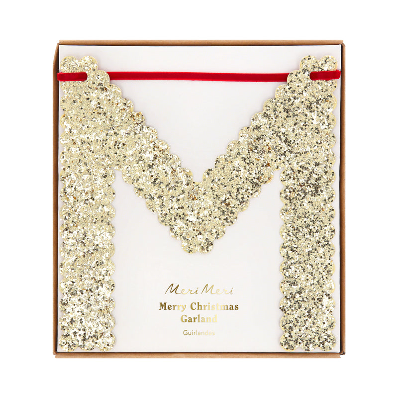 Glitter Scallop Merry Christmas Garland