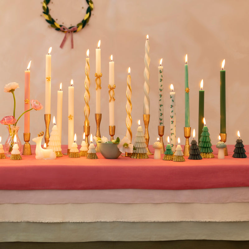 Festive Patterned Table Candles, Pack of 8