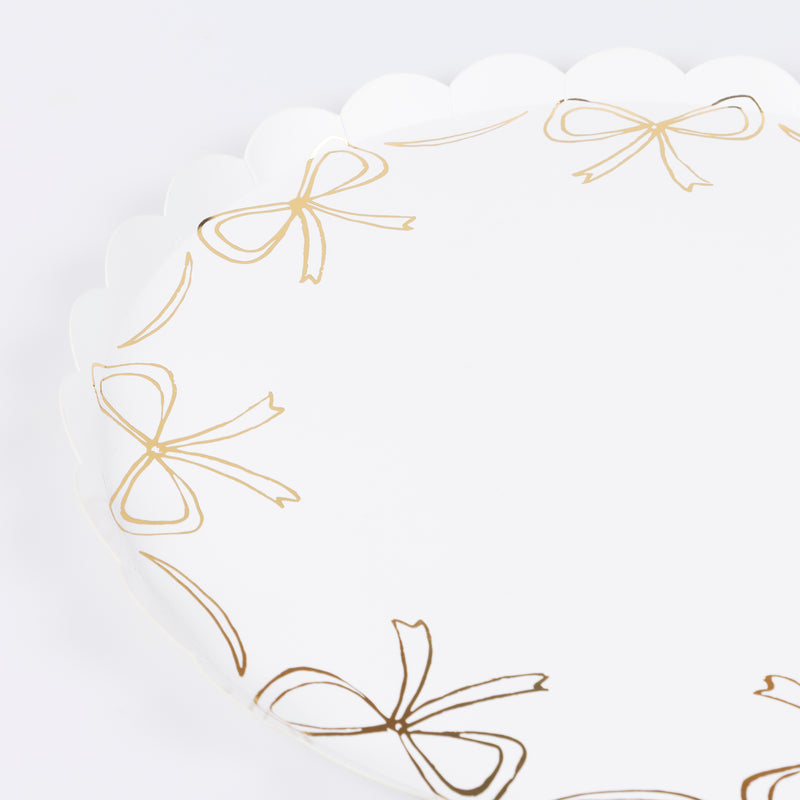 Gold Bow Dinner Plates, Pack of 8
