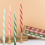 Assorted Stripe Twist Candles, Pack of 4