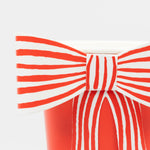 Red & White Stripy Bow Cups, Pack of 8