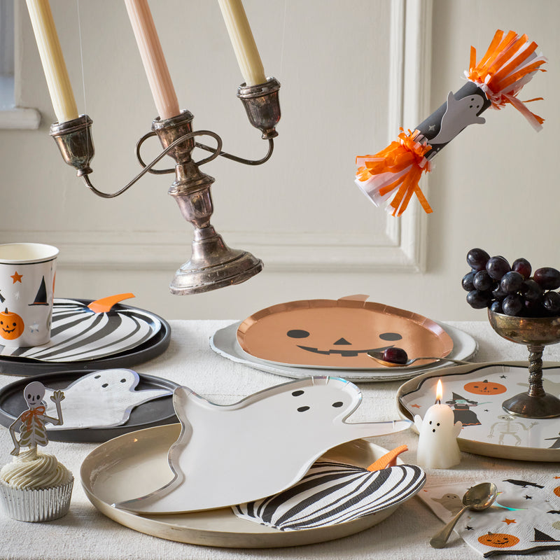 Stripe Pumpkin Plates, Pack of 8
