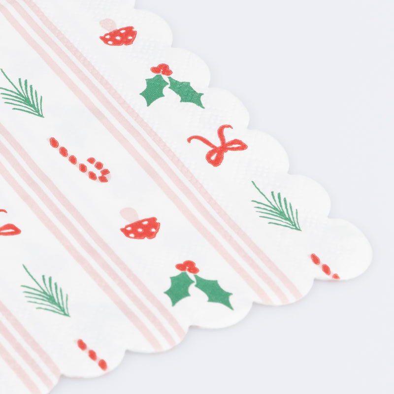 Festive Icon Stripes Small Napkins, Pack of 16