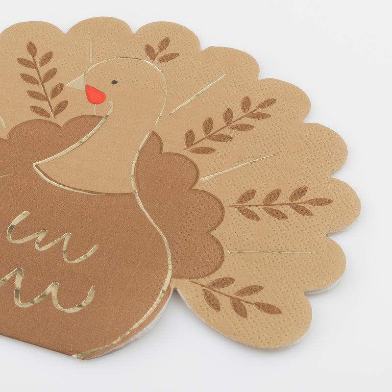 Folk Turkey Napkins, Pack of 16
