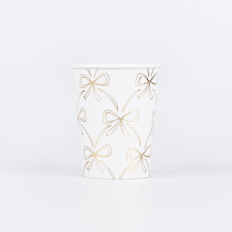 Gold Bow Cups, Pack of 8