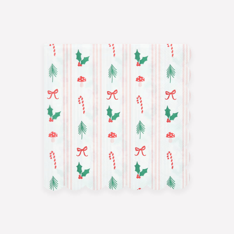 Festive Icon Stripes Large Napkins, Pack of 16