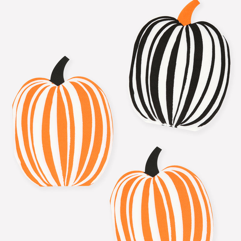 Stripe Pumpkin Napkins, Pack of 16