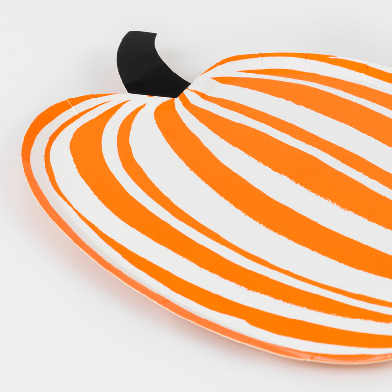 Stripe Pumpkin Plates, Pack of 8