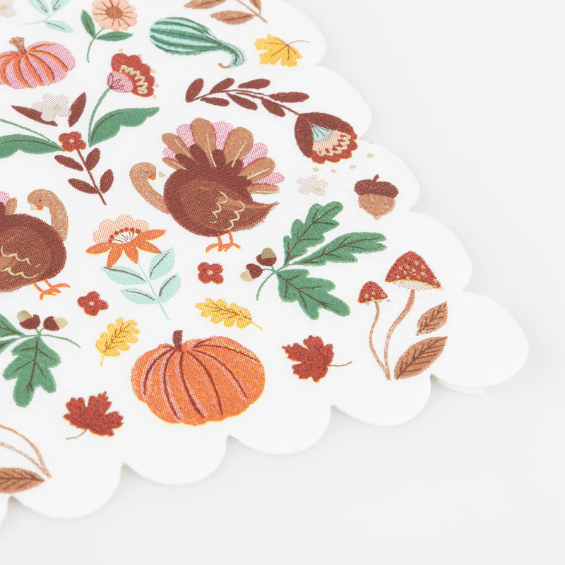 Folk Fall Small Napkins, Pack of 16