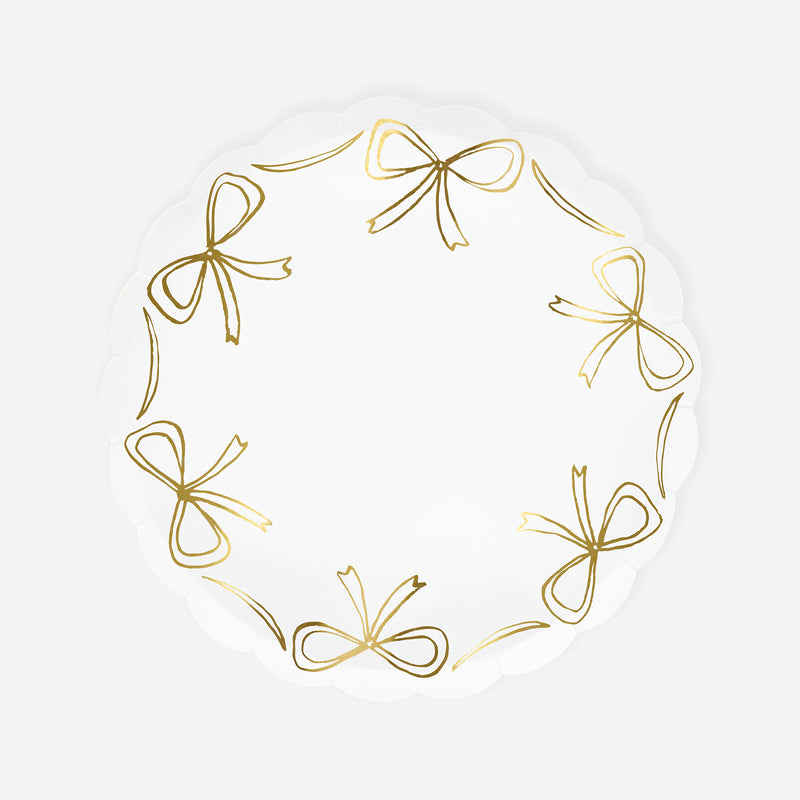 Gold Bow Side Plates, Pack of 8