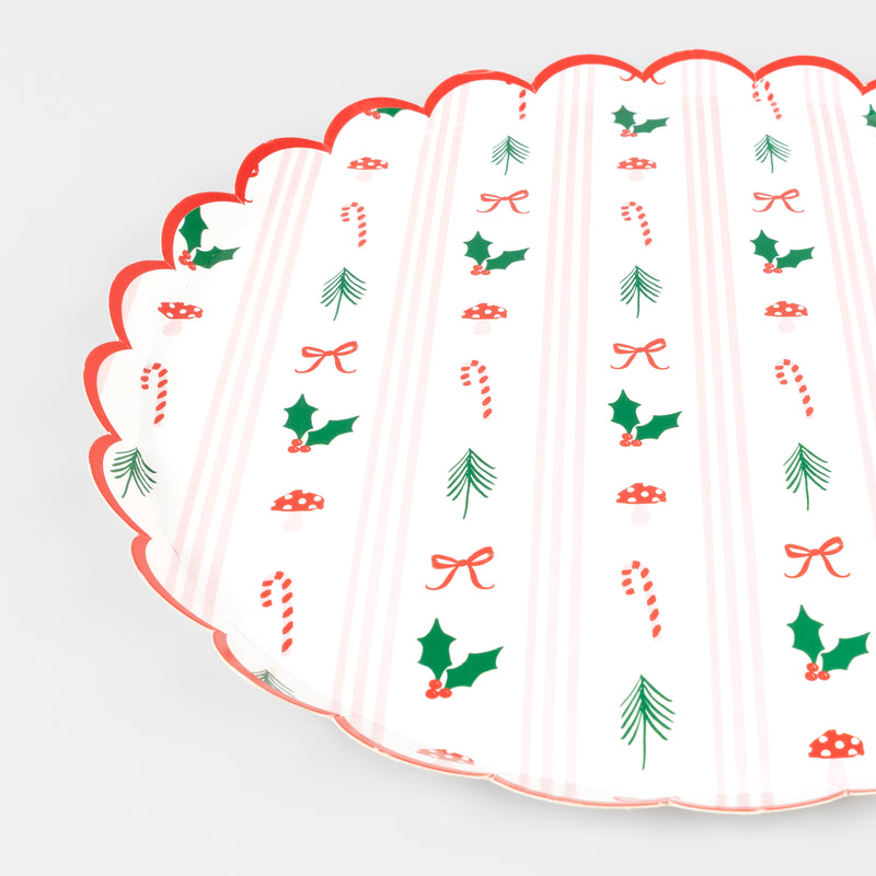 Festive Icon Stripes Dinner Plates, Pack of 8