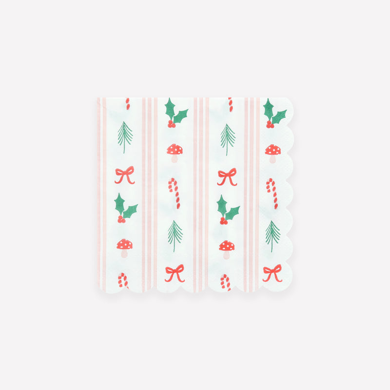 Festive Icon Stripes Small Napkins, Pack of 16