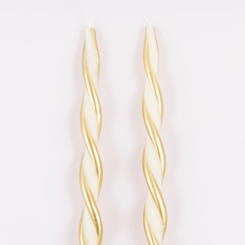 Gold Stripe Twist Candles, Pack of 2