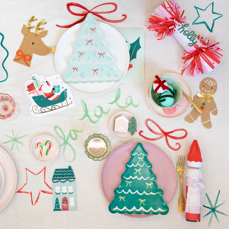 Christmas Tree With Bows Plates, Pack of 8