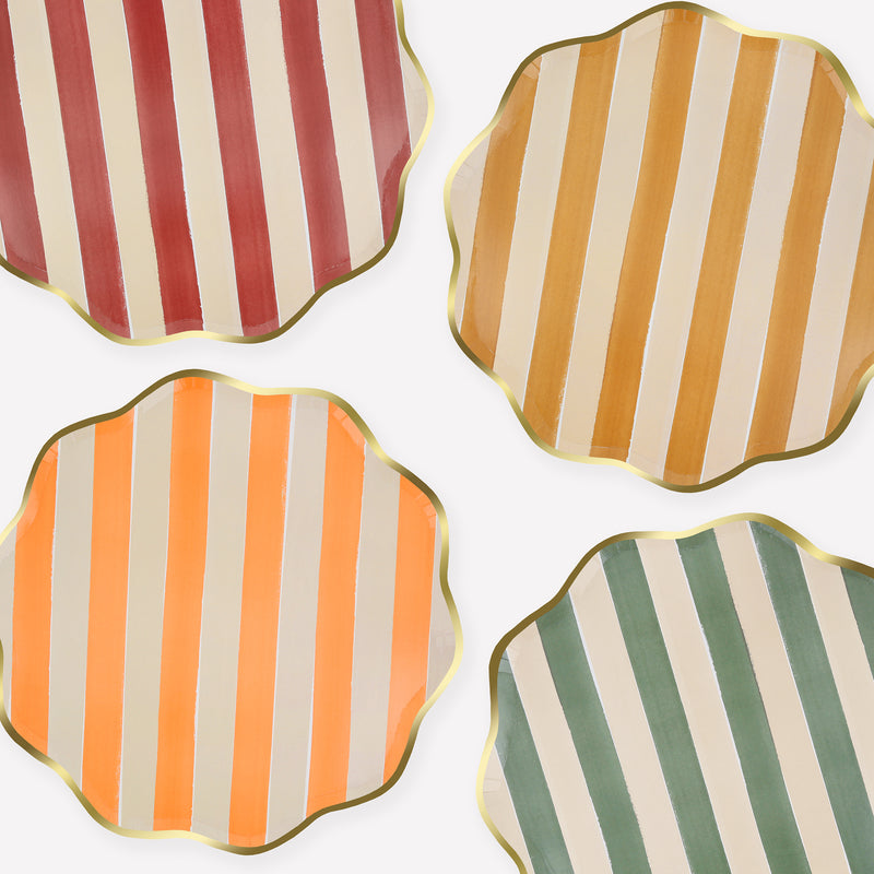 Fall Stripe Dinner Plates, Pack of 8