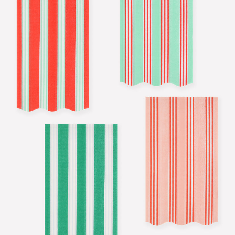 Festive Stripe Guest Towels, Pack of 16