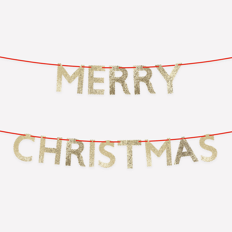 Glitter Scallop Merry Christmas Garland