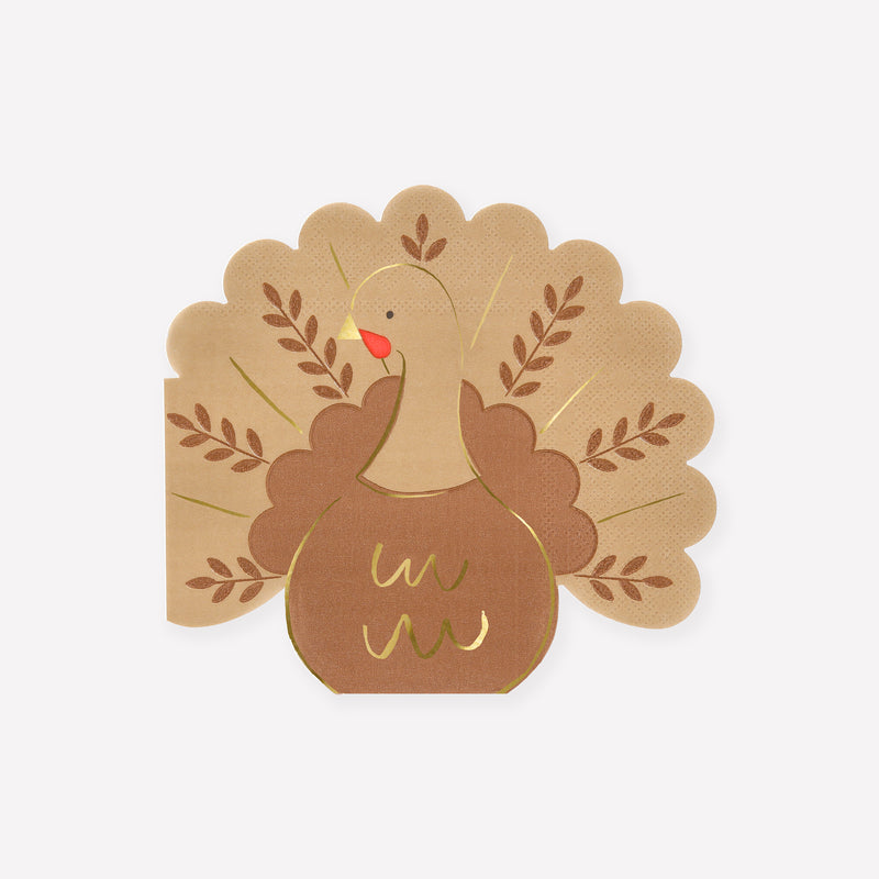 Folk Turkey Napkins, Pack of 16