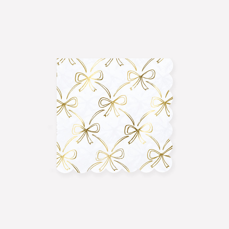 Gold Bow Small Napkins, Pack of 16