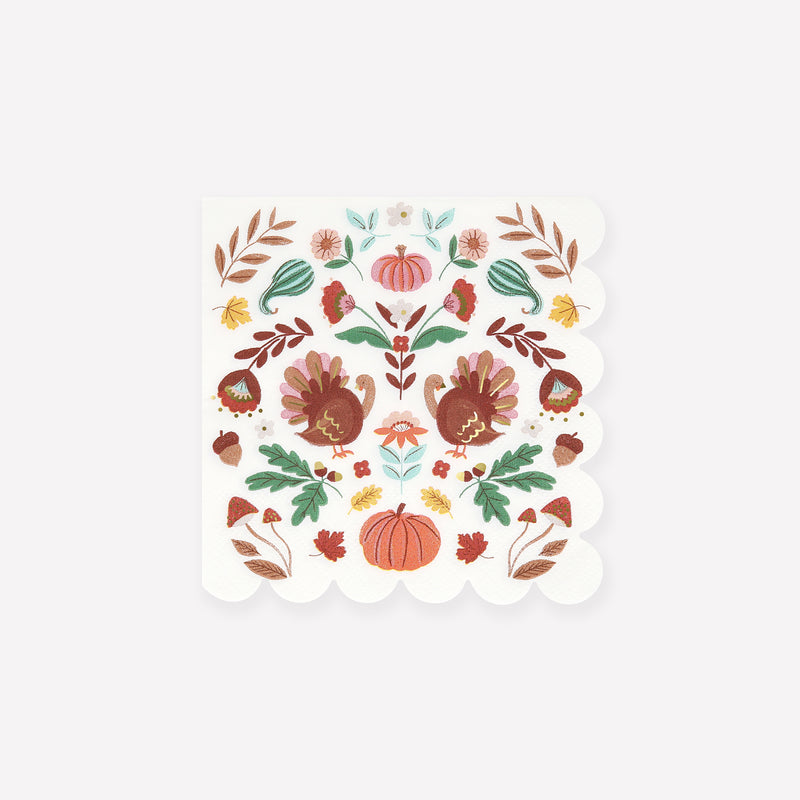 Folk Fall Small Napkins, Pack of 16