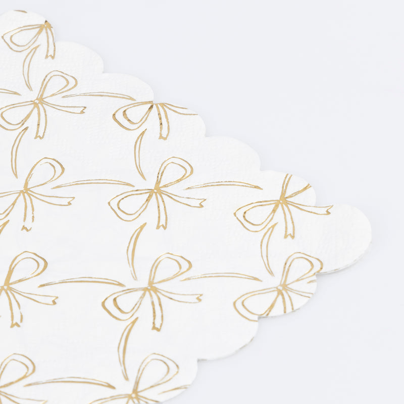 Gold Bow Large Napkins, Pack of 16