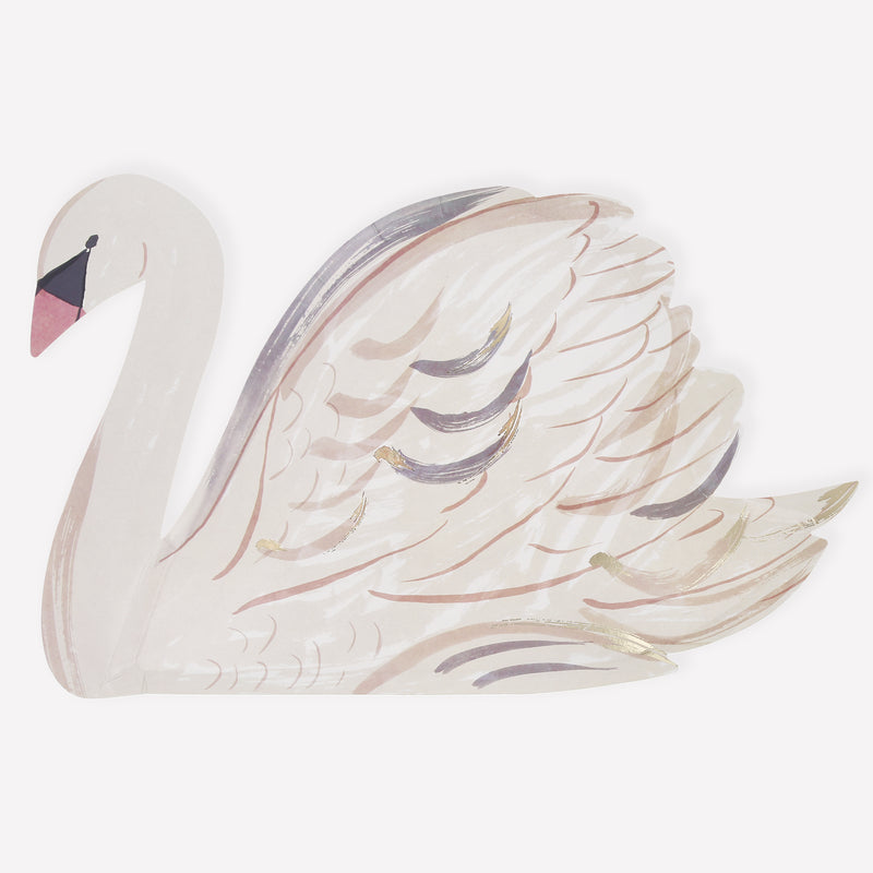 Painted Swan Plates, Pack of 8