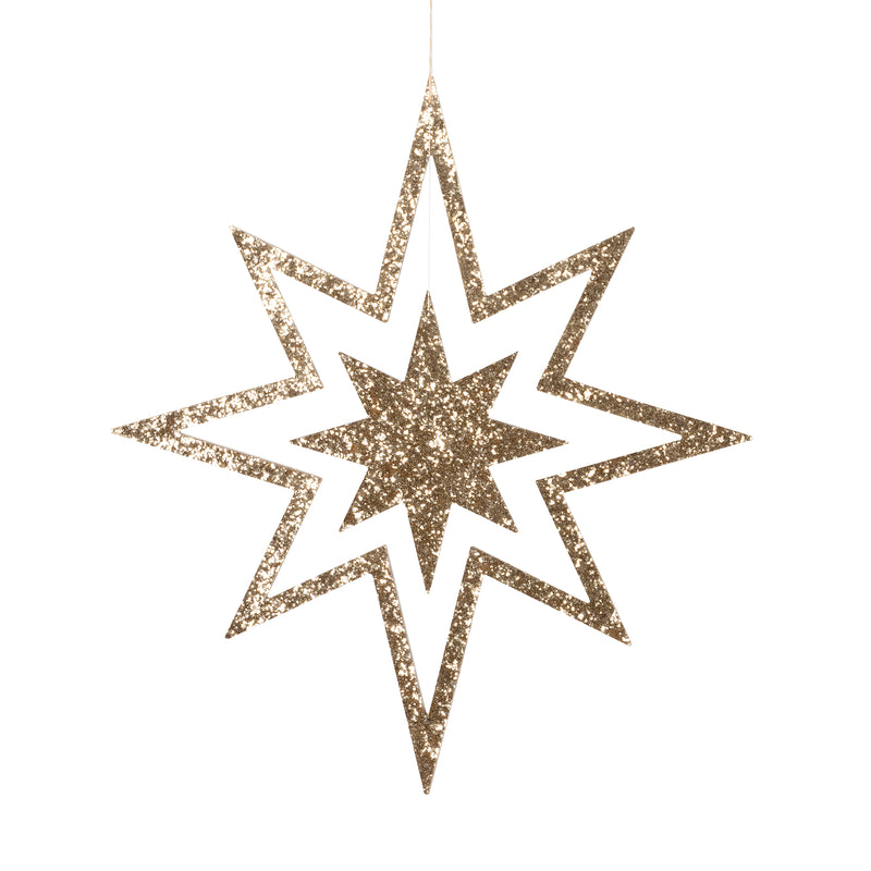 Large Glitter Wooden Star Decorations