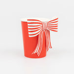 Red & White Stripy Bow Cups, Pack of 8