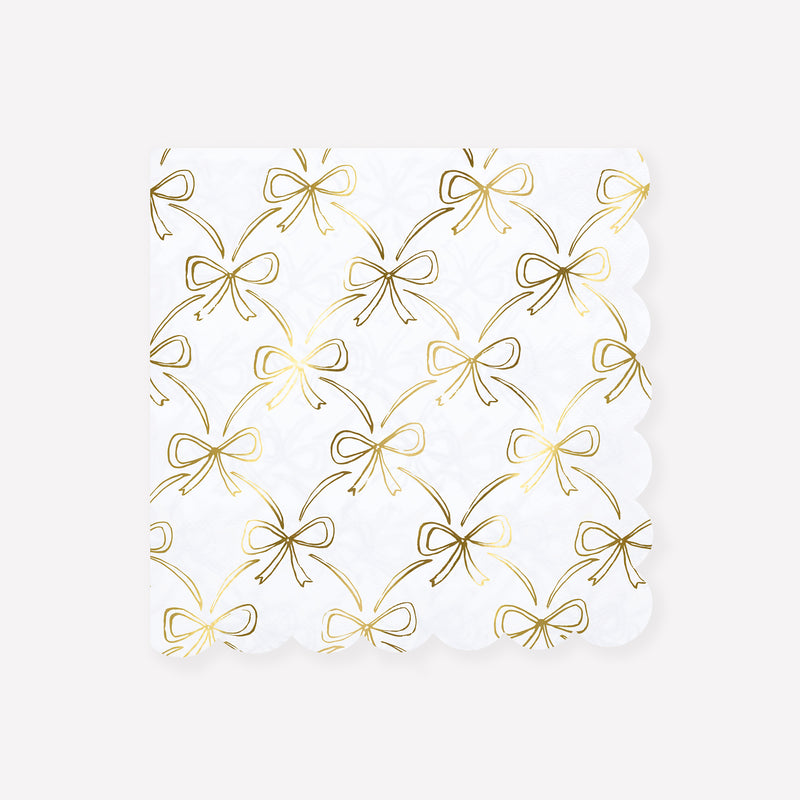 Gold Bow Large Napkins, Pack of 16