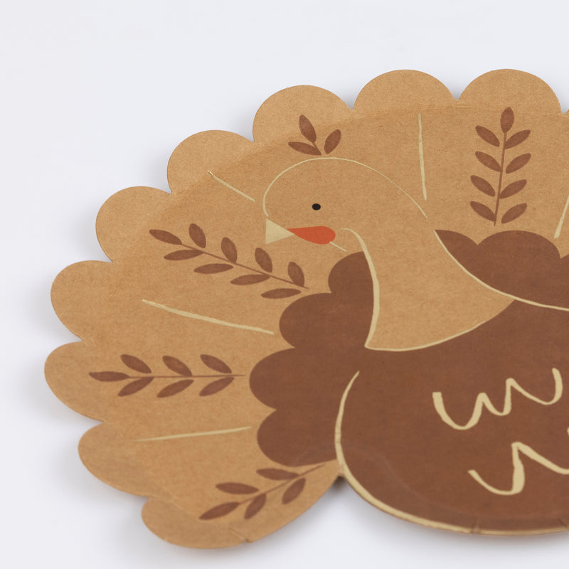 Folk Turkey Plates, Pack of 8