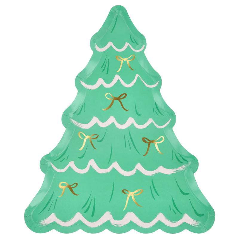 Christmas Tree With Bows Plates, Pack of 8