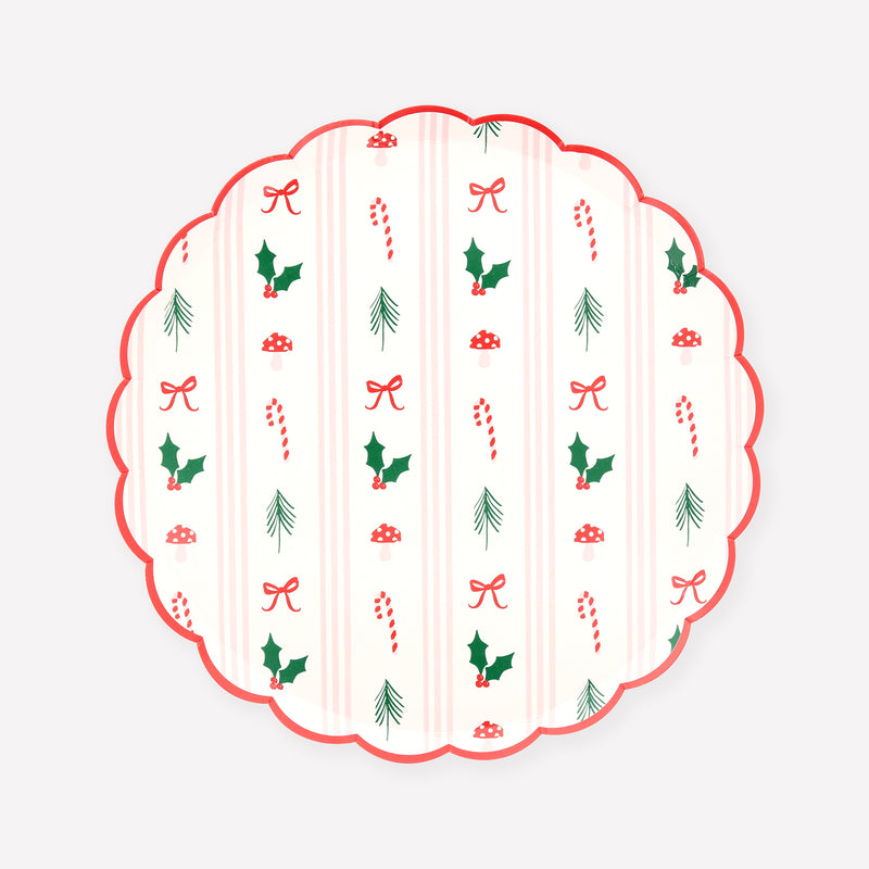 Festive Icon Stripes Side Plates, Pack of 8