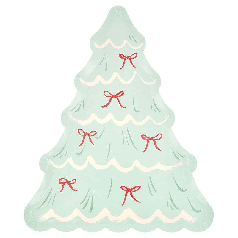 Christmas Tree With Bows Plates, Pack of 8