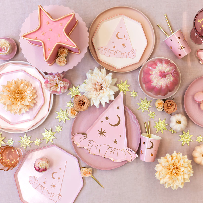 Pink Witch Hat Plates, Pack of 8