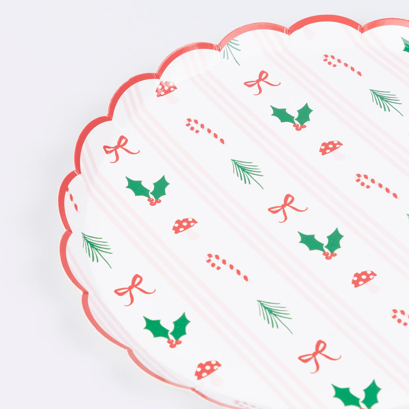 Festive Icon Stripes Side Plates, Pack of 8
