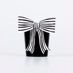 Black & White Stripy Bow Cups, Pack of 8
