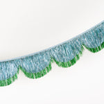 Blue Tinsel Scallop Garland