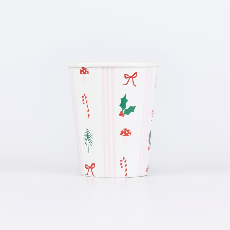 Festive Icons Stripes Cups, Pack of 8