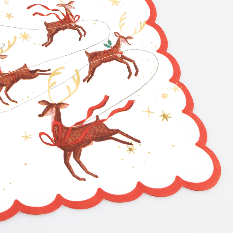 Santa, Sleigh & Reindeer Large Napkins, Pack of 16