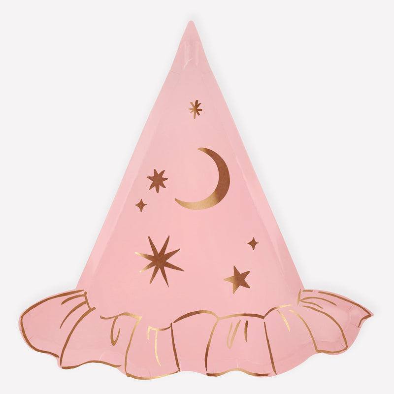 Pink Witch Hat Plates, Pack of 8