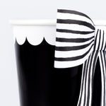 Black & White Stripy Bow Cups, Pack of 8