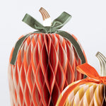 Fall Stripe Paper Honeycomb Pumpkins, Pack of 3