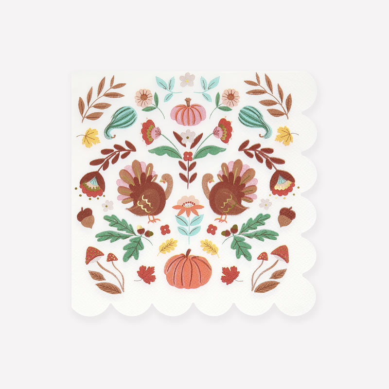 Folk Fall Large Napkins, Pack of 16