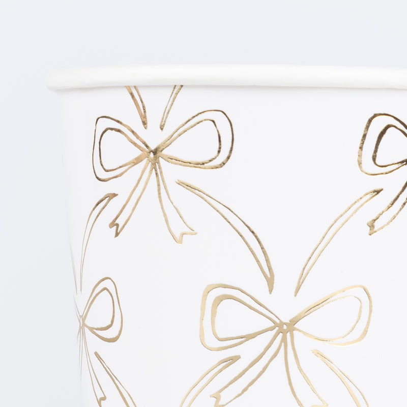 Gold Bow Cups, Pack of 8
